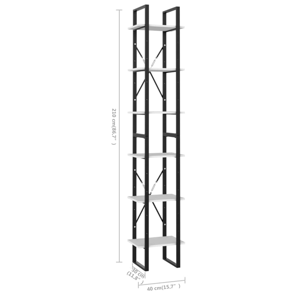 Estante c/ 6 prateleiras 40x30x210 cm contraplacado branco