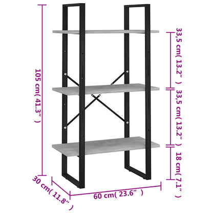 Unidade prateleiras 60x30x105 cm contraplacado cinzento cimento