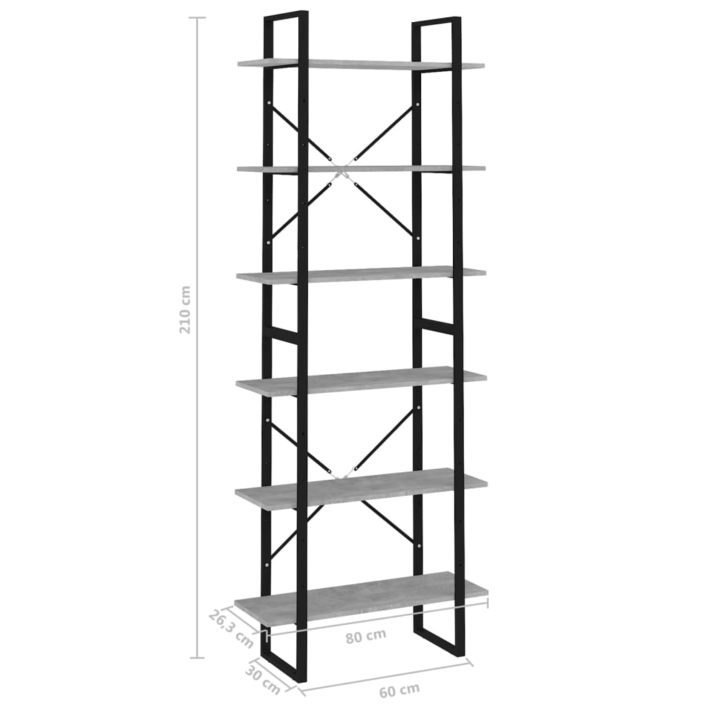 Estante alta 80x30x210 cm contraplacado cinzento cimento