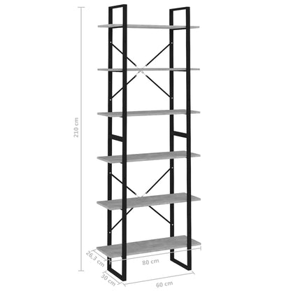 Estante alta 80x30x210 cm contraplacado cinzento cimento