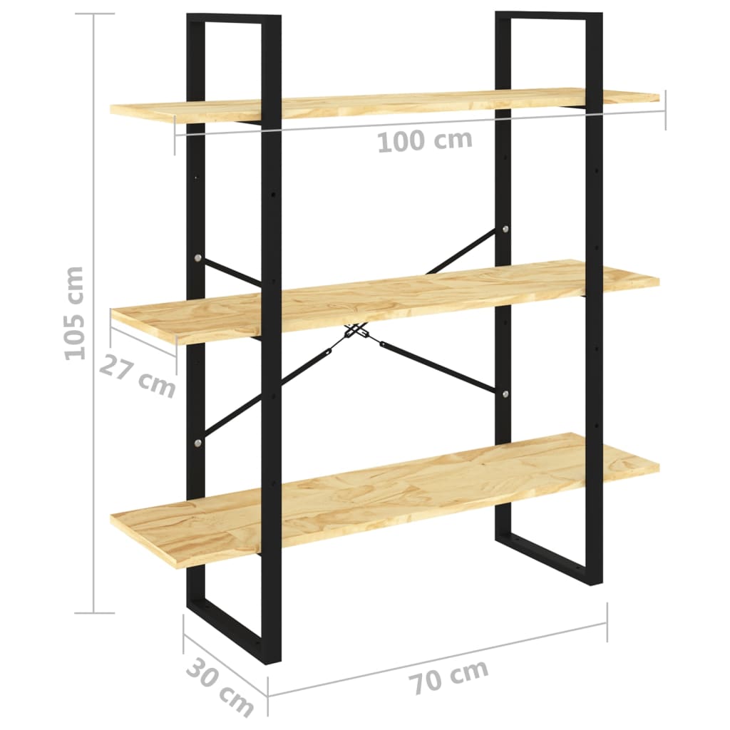 Estante com 3 prateleiras 100x30x105 cm pinho maciço