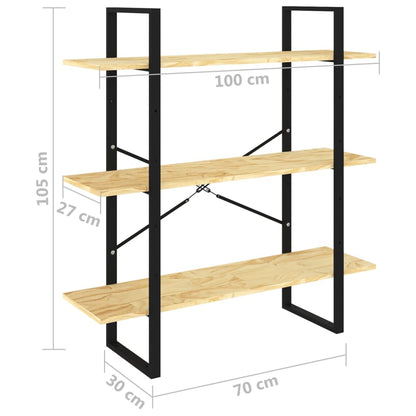 Estante com 3 prateleiras 100x30x105 cm pinho maciço