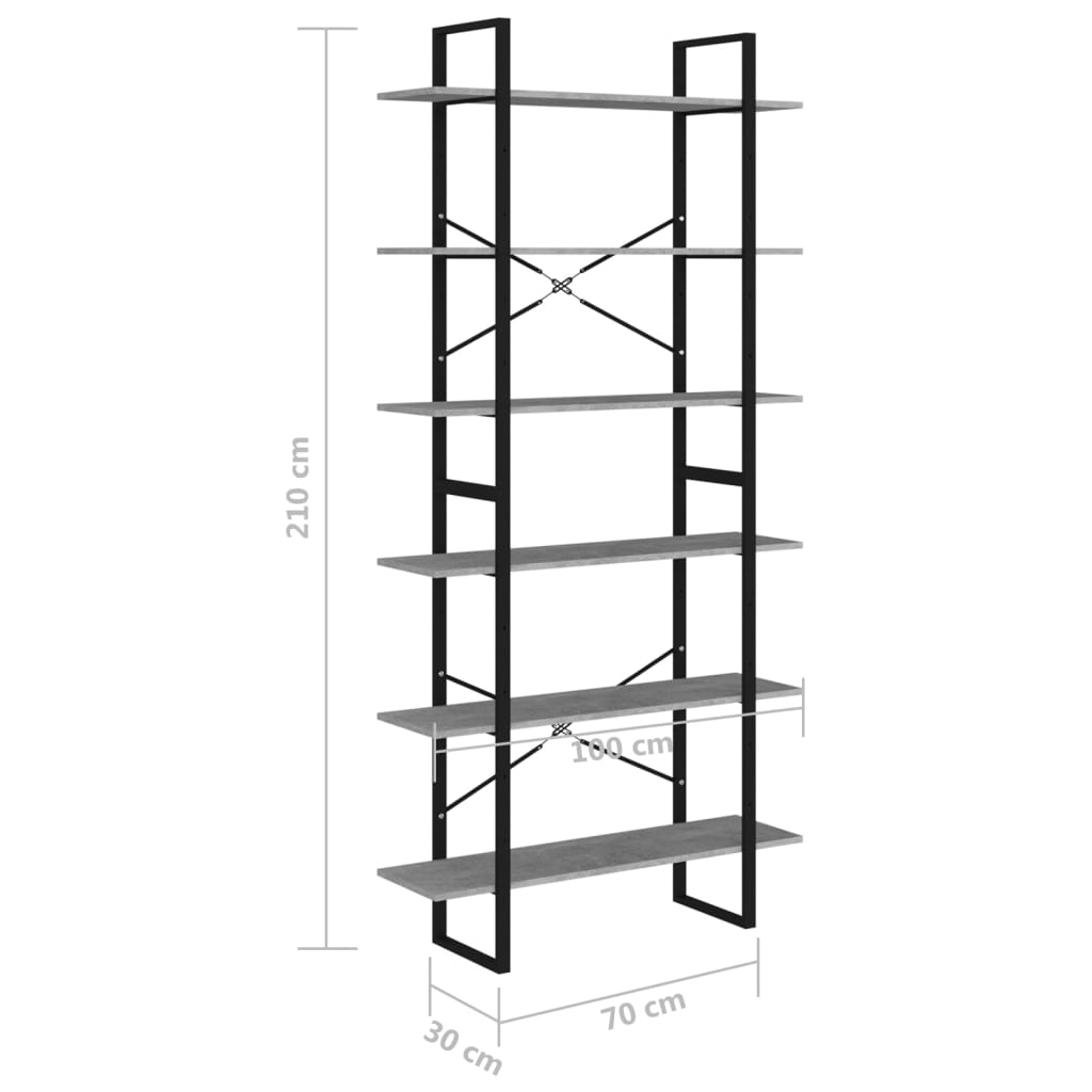 Estante alta 100x30x210 cm contraplacado cinzento-cimento