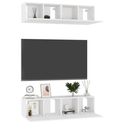 Móveis de TV 4 pcs 60x30x30 cm contraplacado branco