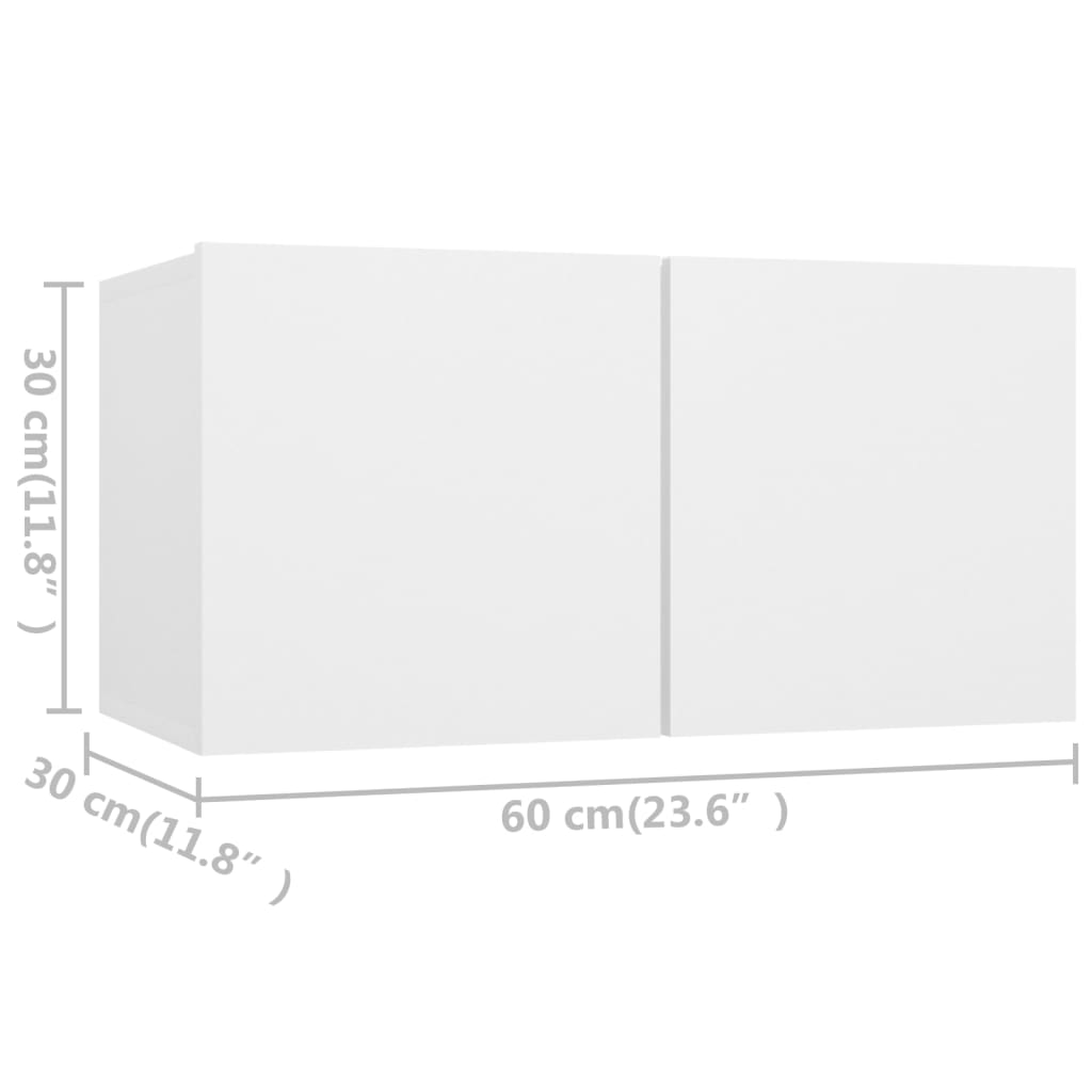 Móveis de TV 4 pcs 60x30x30 cm contraplacado branco