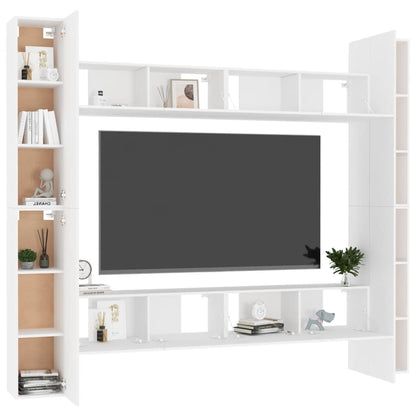 Móvel de TV de Parede Katarina de 8 Módulos - 260x220 cm - Branco - Design Moderno