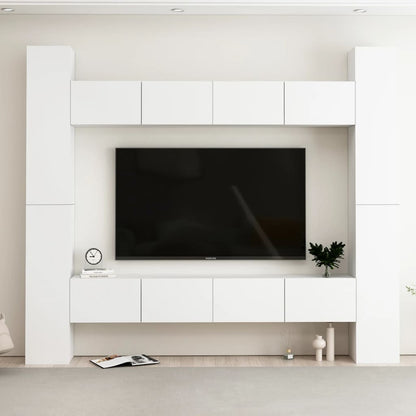 Móvel de TV de Parede Katarina de 8 Módulos - 260x220 cm - Branco - Design Moderno