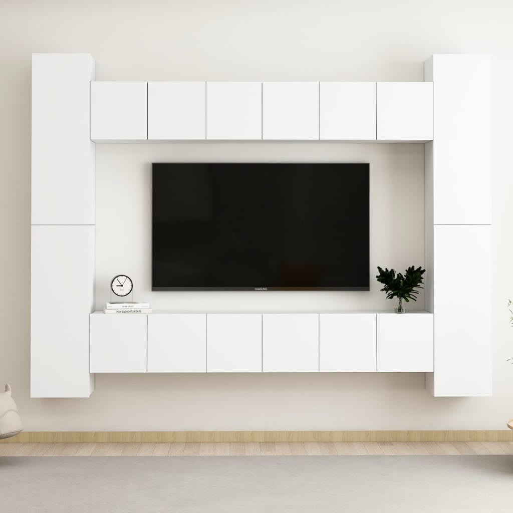 Móvel de TV de Parede Katarina de 10 Módulos S - Branco - Design Moderno