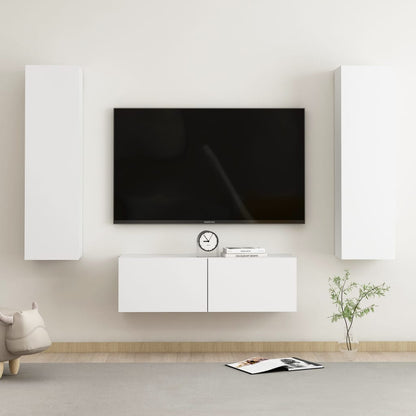 3 pcs conjunto de móveis de TV contraplacado branco