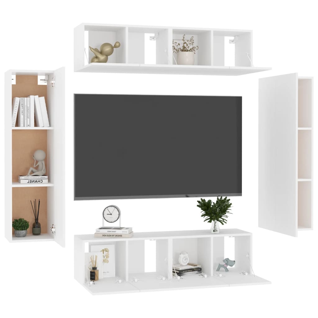 Móvel de TV de Parede Astrid de 6 Módulos - Branco - Design Moderno