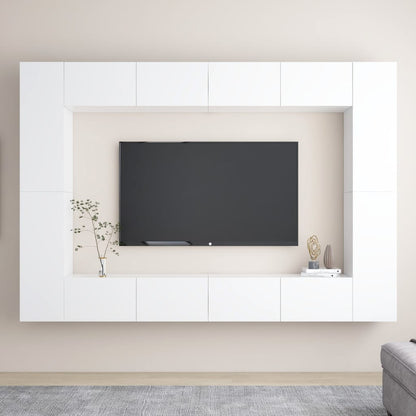 8 pcs conjunto de móveis de TV contraplacado branco