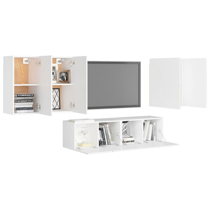 6 pcs conjunto de móveis de TV contraplacado branco