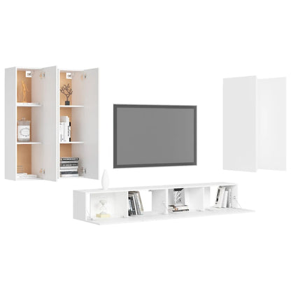 6 pcs conjunto de móveis de TV contraplacado branco