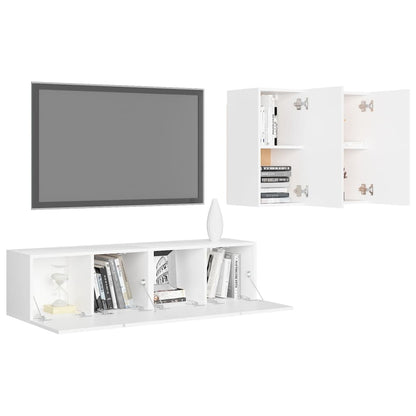 Conjunto de 4 Móveis de Parede de TV Régua S - Branco - Design Moderno