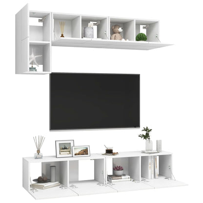 Conjunto de 5 Móveis de Parede de TV Beja M - Branco - Design Moderno