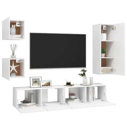 Conjunto de 5 Móveis de Parede de TV Sines M - Branco - Design Moderno