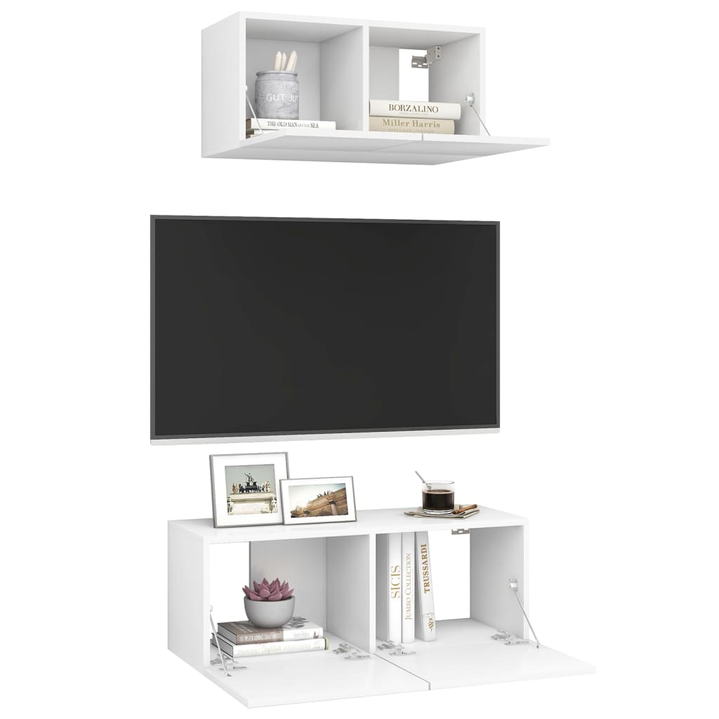 Móvel de TV de Parede Valqui de 2 Módulos - Branco - Design Moderno