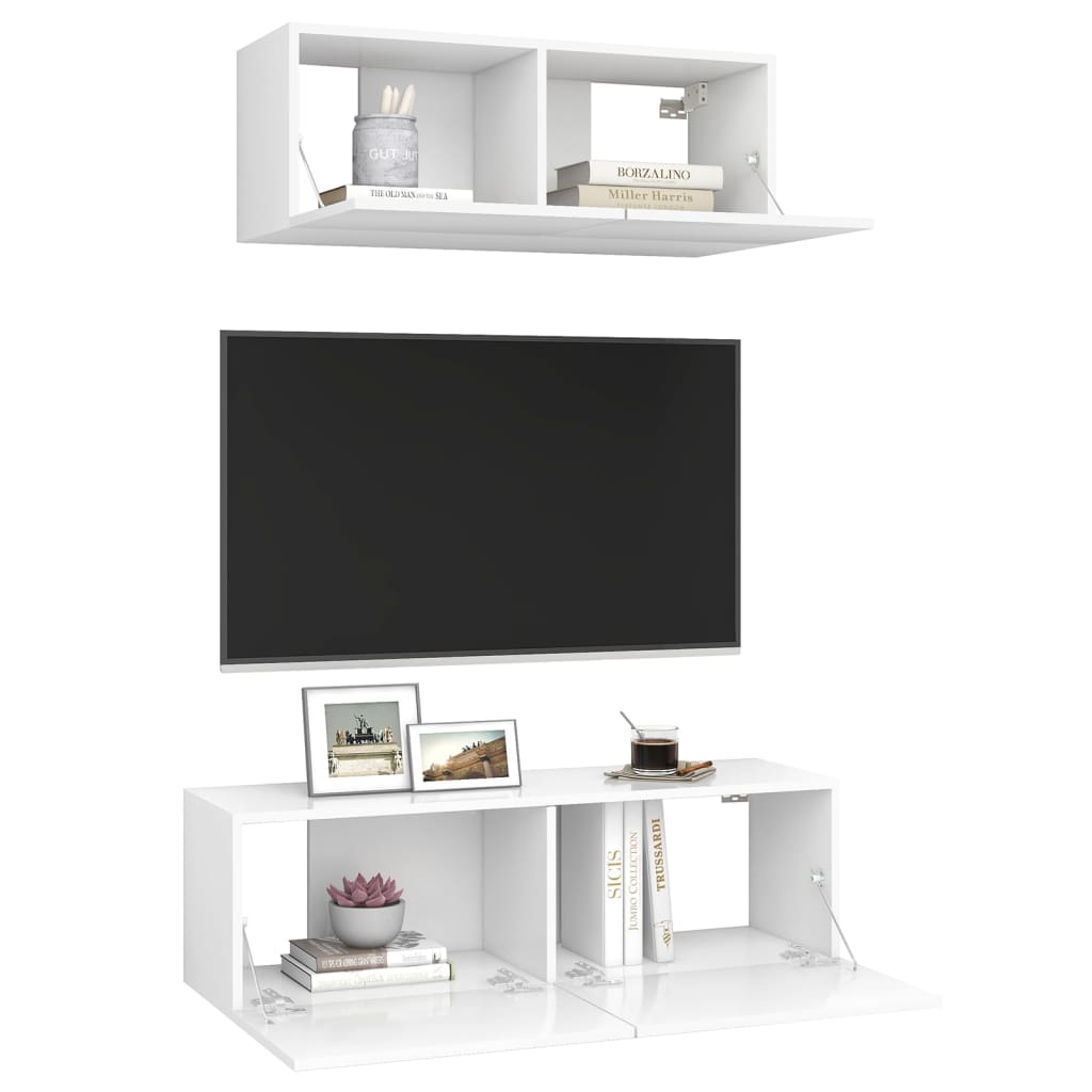 Móvel de TV de Parede Valqui de 2 Módulos L - Branco - Design Moderno