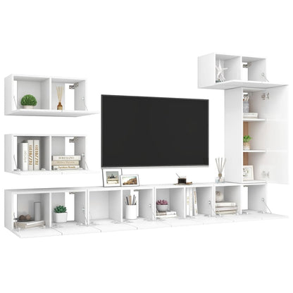 8 pcs conjunto de móveis de TV contraplacado branco