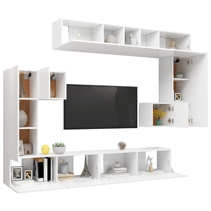 Conjunto móveis de TV 8 pcs madeira processada branco