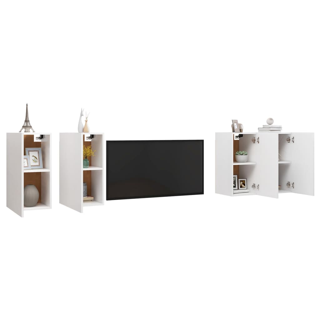 Móveis de TV 4 pcs 30,5x30x60 cm contraplacado branco