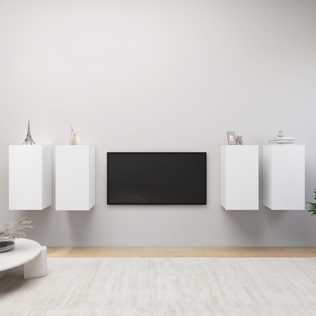 Móveis de TV 4 pcs 30,5x30x60 cm contraplacado branco