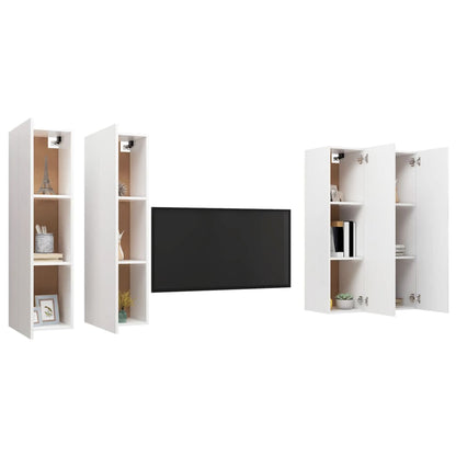 Móveis de TV 4 pcs 30,5x30x110 cm contraplacado branco