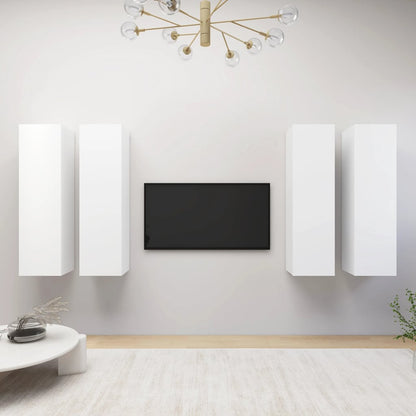 Móveis de TV 4 pcs 30,5x30x110 cm contraplacado branco