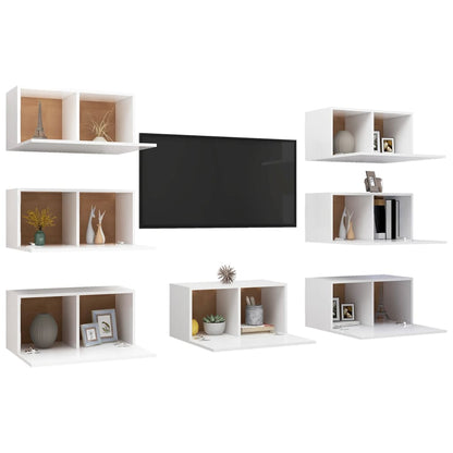 Móveis de TV 7 pcs 30,5x30x60 cm contraplacado branco