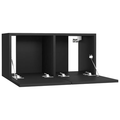 Móveis de TV 4 pcs 60x30x30 cm contraplacado preto