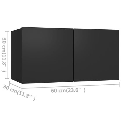 Móveis de TV 4 pcs 60x30x30 cm contraplacado preto