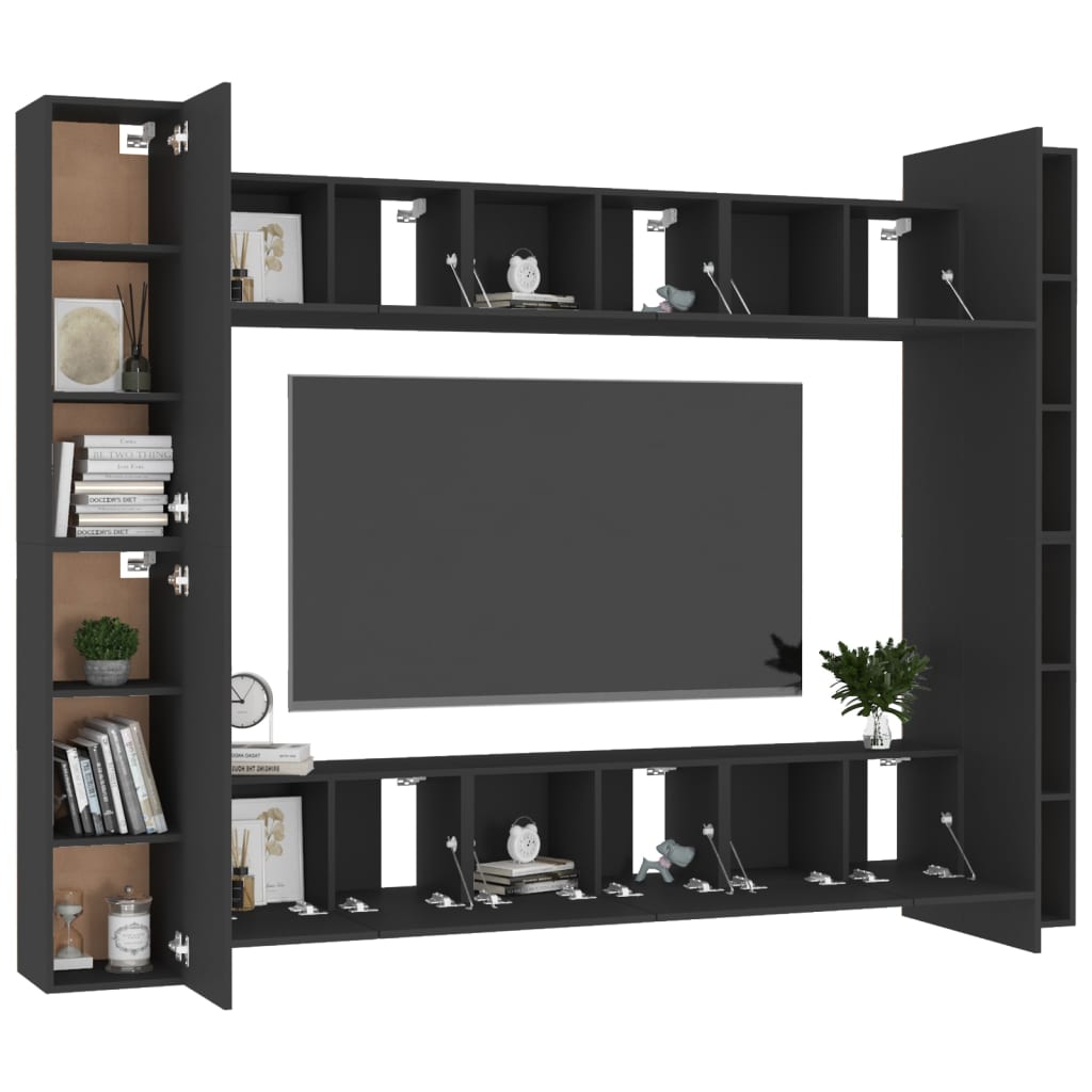 Móvel de TV de Parede Katarina de 10 Módulos S - Preto - Design Moderno