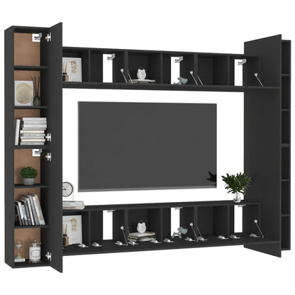 Móvel de TV de Parede Katarina de 10 Módulos S - Preto - Design Moderno