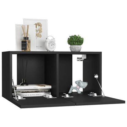 Conjunto de 5 Móveis de Parede de TV Faial S - Preto - Design Moderno