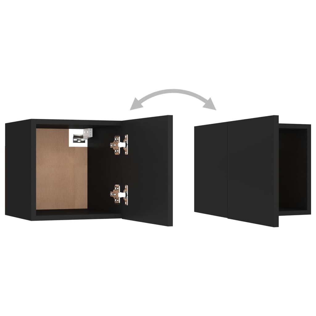 Conjunto de 5 Móveis de Parede de TV Faial S - Preto - Design Moderno