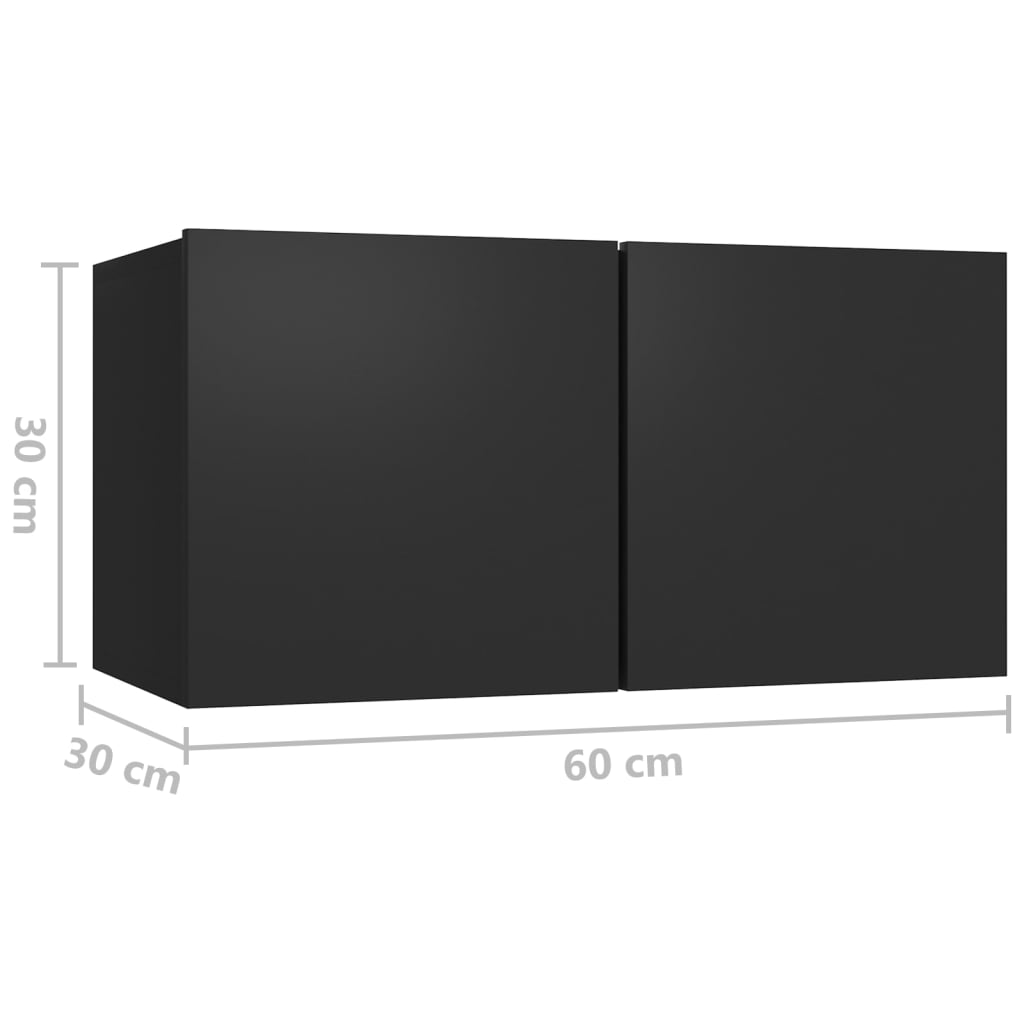 Conjunto de 5 Móveis de Parede de TV Faial S - Preto - Design Moderno