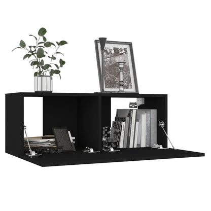 Conjunto de 5 Móveis de Parede de TV Faial M - Preto - Design Moderno