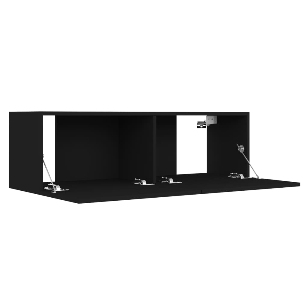 Conjunto de 3 Móveis de Parede de TV Faial L - Preto - Design Moderno