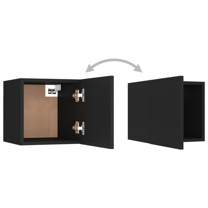 Conjunto de 3 Móveis de Parede de TV Faial L - Preto - Design Moderno