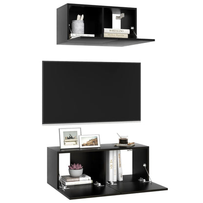 Móvel de TV de Parede Valqui de 2 Módulos - Preto - Design Moderno