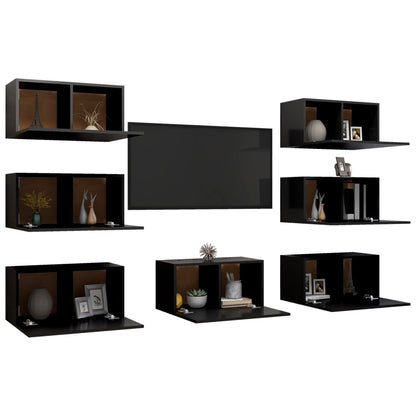 Móveis de TV 7 pcs 30,5x30x60 cm contraplacado preto