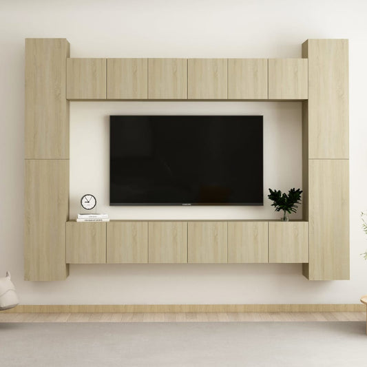 Móvel de TV de Parede Katarina de 10 Módulos S - Carvalho - Design Moderno