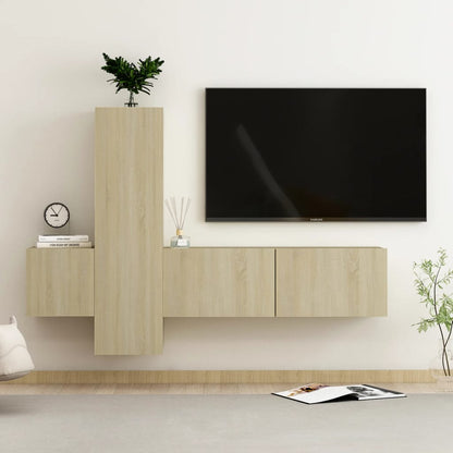 Conjunto de 3 Móveis de Parede de TV Faial L - Carvalho - Design Moderno