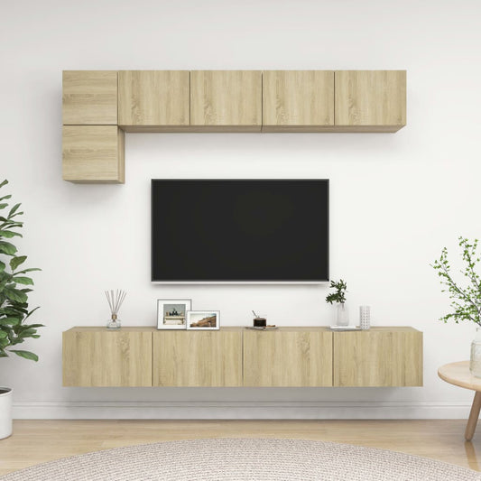 Conjunto de 5 Móveis de Parede de TV Beja L - Carvalho - Design Moderno