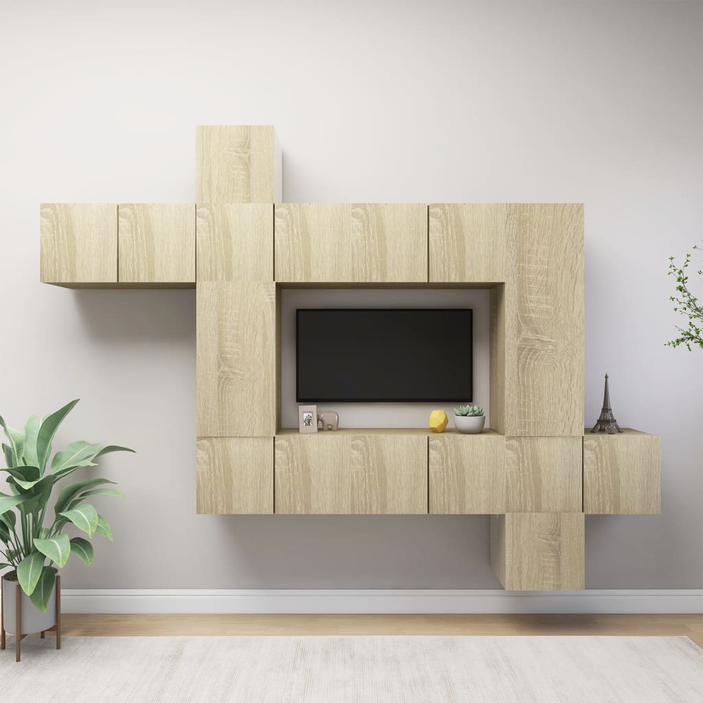 Conjunto de 10 Móveis de Parede de TV Leiria - Carvalho - Design Moderno