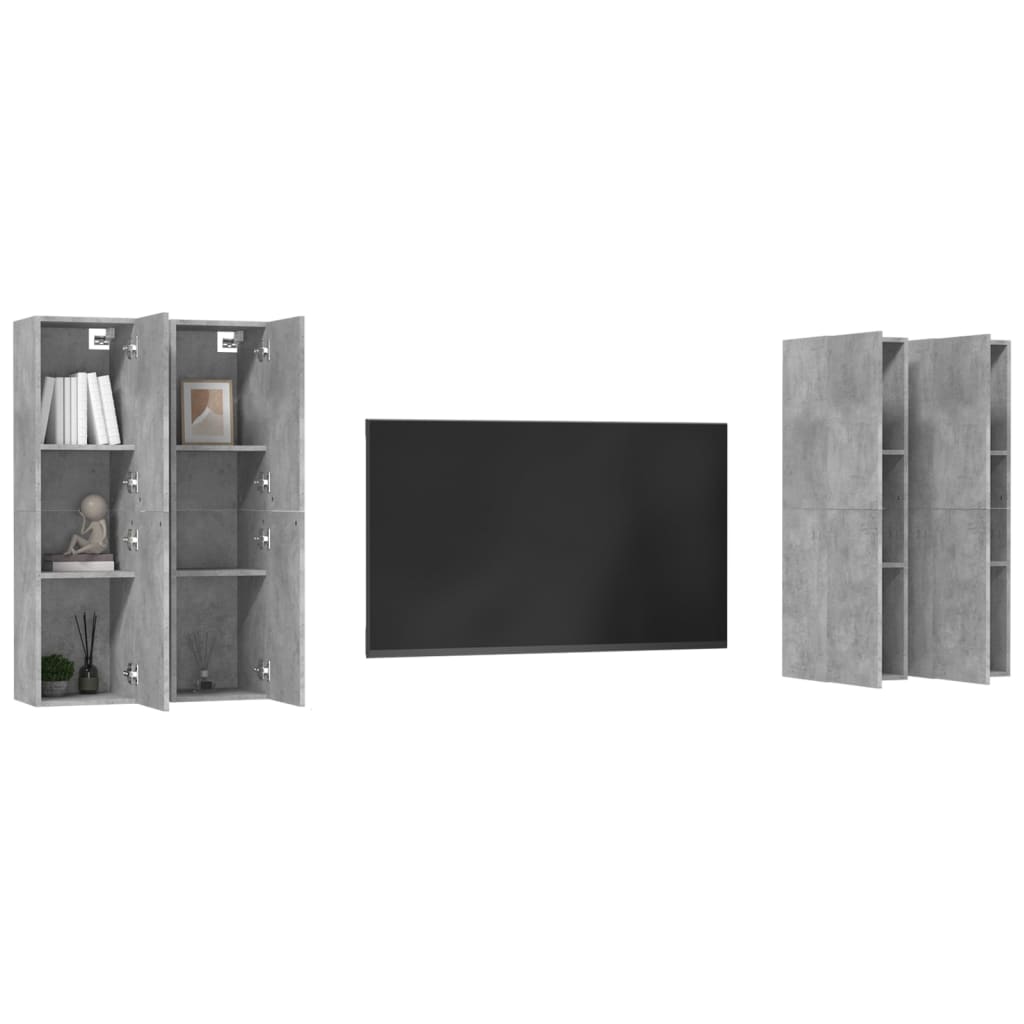 Móveis de TV 4 pcs 30,5x30x110cm contraplacado cinzento cimento