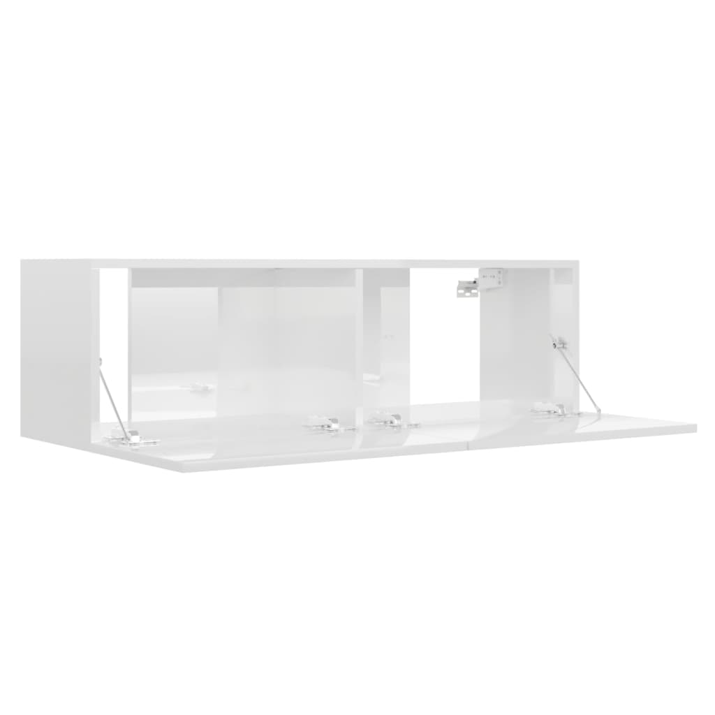 3 pcs conjunto de móveis de TV contraplacado branco brilhante