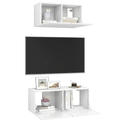 Móvel de TV de Parede Valqui de 2 Módulos - Branco Brilhante - Design Moderno