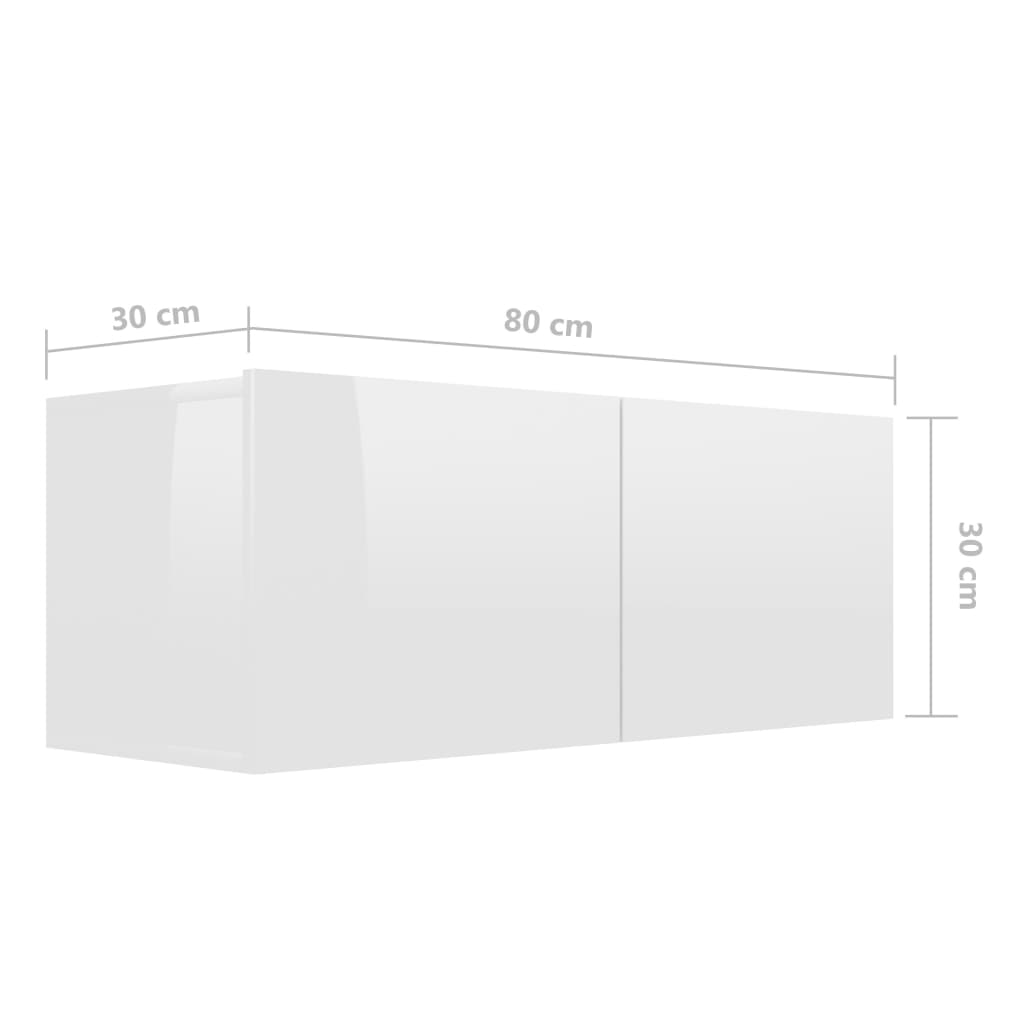 Móvel de TV de Parede Valqui de 2 Módulos - Branco Brilhante - Design Moderno