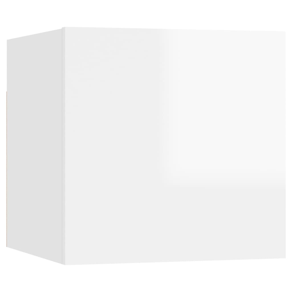 Móveis de parede para TV 8 pcs 30,5x30x30 cm branco brilhante